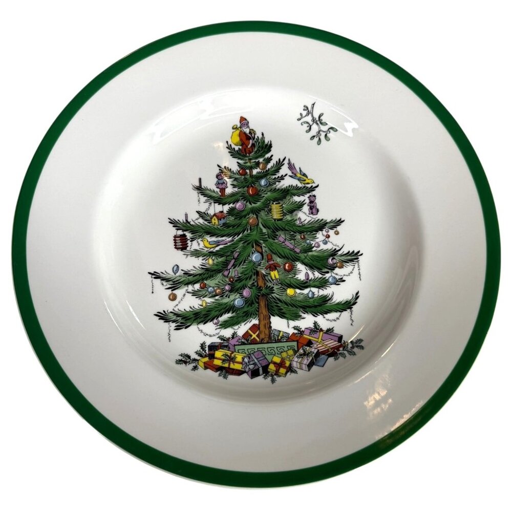 4 VTG Spode Christmas Tree Dinner Plates 10.75” Made In England S3324-Y Set - Picture 4 of 11
